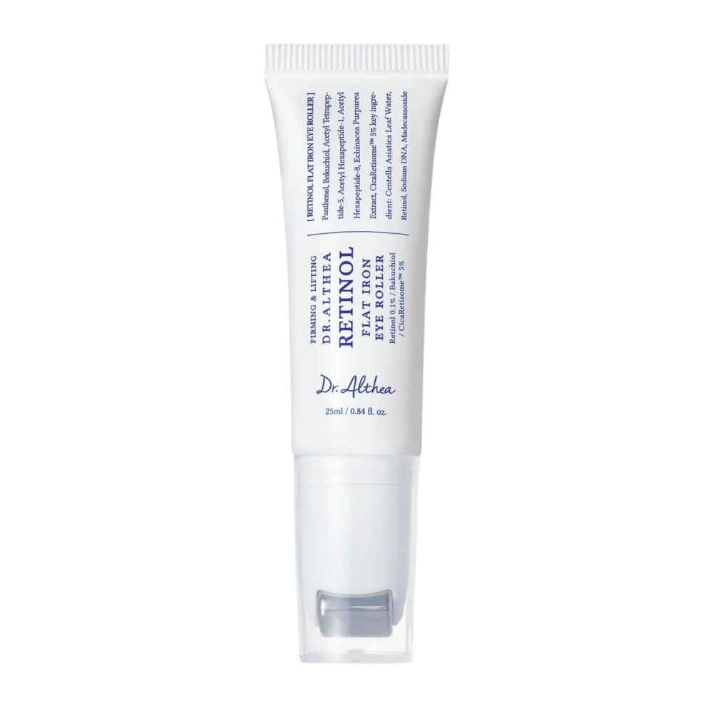 Dr. Althea Retinol Flat Iron Eye Roller – Silmänympärysseerumi retinolilla ja rulla-applikaattorilla, joka vähentää ryppyjä, tummia silmänalusia ja väsynyttä ihoa.