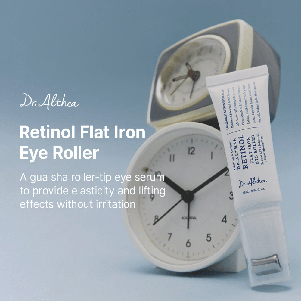 Dr. Althea Retinol Flat Iron Eye Roller Silmänympärysseerumi lifting-vaikutuksella, joka vahvistaa ihon elastisuutta ja antaa pirteämmän ulkonäön.