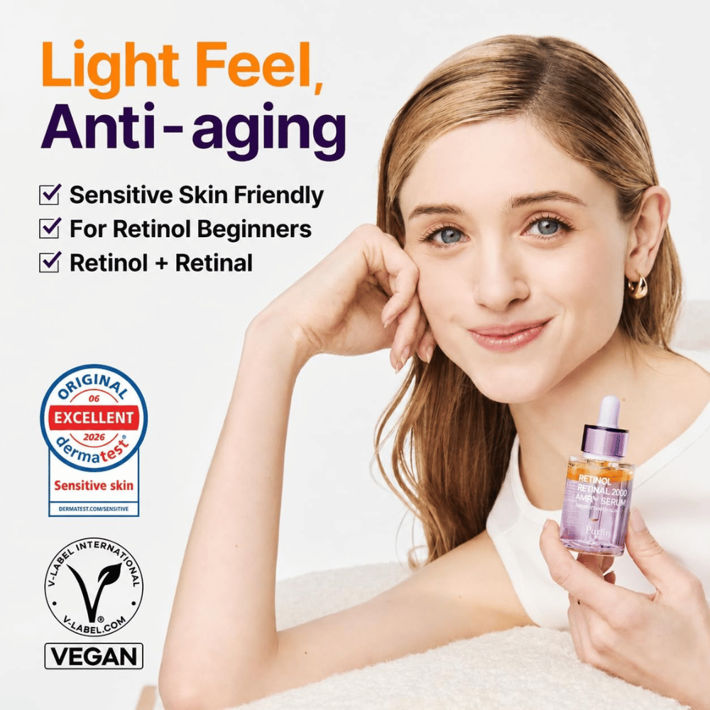 PURITO SEOUL Retinol Retinal 2000 NAD+ Serum – vegaaninen retinoidiseerumi anti-age-hoitoon, herkälle iholle ja retinolin aloittelijoille.