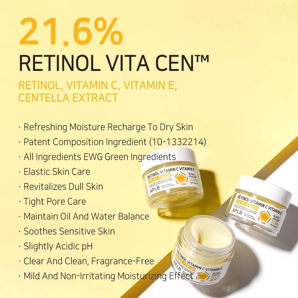 APLB Retinol Vitamin C Vitamin E Facial Cream Retinol Vita Cenillä ja ihoa hoitavilla ominaisuuksilla