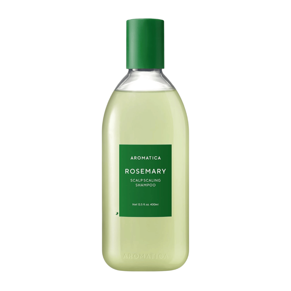 AROMATICA Rosemary Scalp Scaling Shampoo 400 ml – vegaaninen shampoo, jossa on rosmariinia ja salisyylihappoa ja joka puhdistaa hiuspohjan, poistaa kertymiä ja vahvistaa hiuksia.