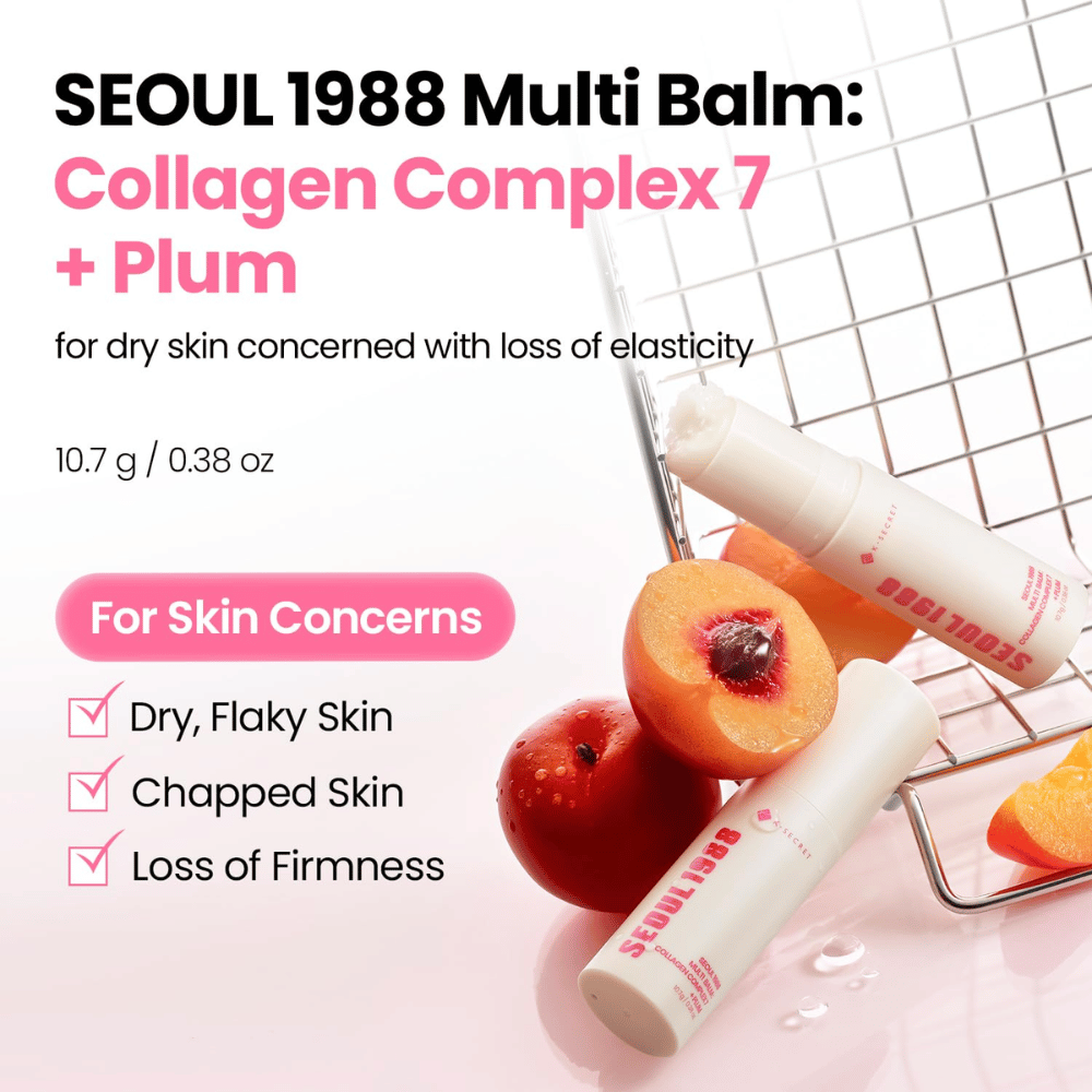 K-SECRET SEOUL 1988 Multi Balm Collagen Complex 7 + Plum 10,7 g – kosteuttava balm kuivalle iholle ja iholle, jonka kimmoisuus on heikentynyt.