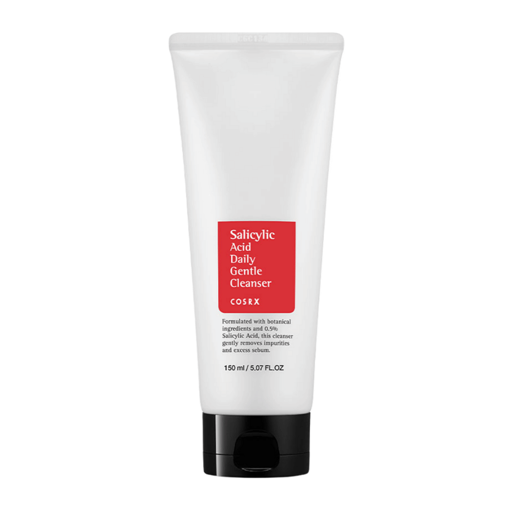 COSRX Salicylic Acid Daily Gentle Cleanser 150 ml valkoinen tuubi mustalla korkilla ja punaisella etiketillä.
