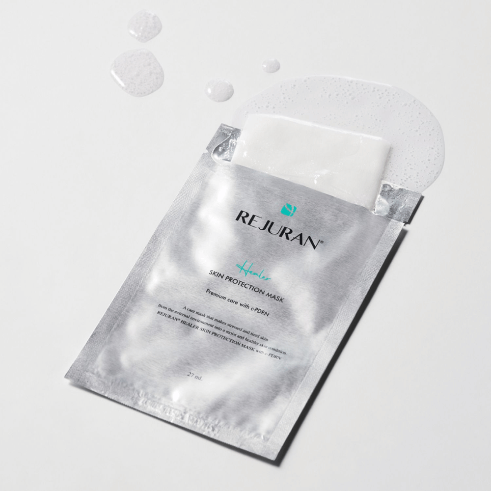 REJURAN Skin Protection Mask c-PDRN:llä – kosteuttava Sheet mask hoitavalla seerumi:llä kuivalle ja stressaantuneelle iholle.
