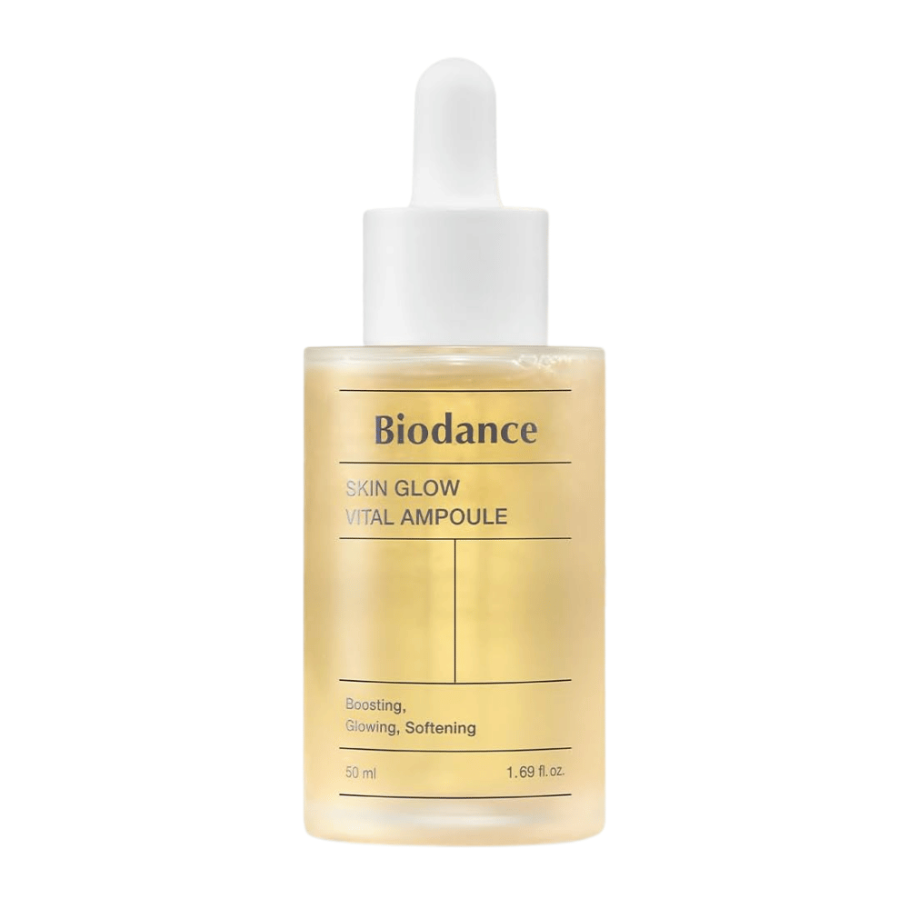 Pullo Biodance Skin Glow Vital Ampoule, kasvoseerumi, joka boostaa, antaa hehkua ja pehmentää ihoa. Sisältää 50 ml ja on suunniteltu antamaan iholle säteilevä ja elvytetty tunne.