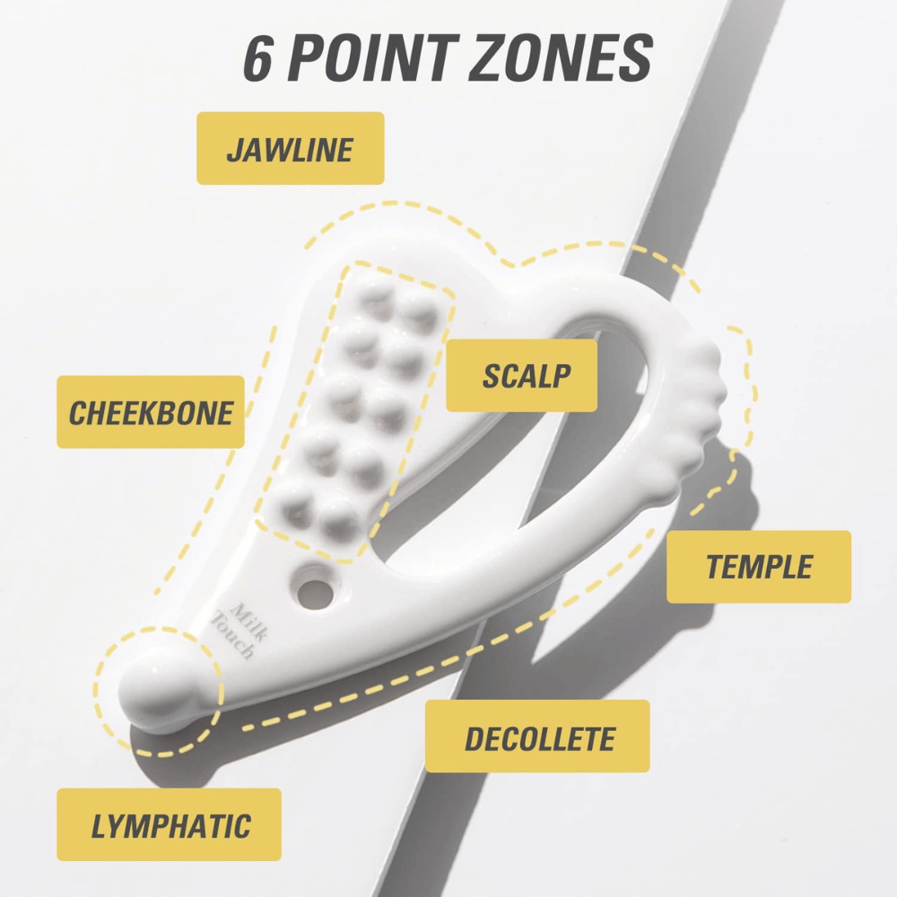 6-pistevyöhykkeet Slim Face Ceramic Gua Sha luonnollisille piirteille Milk Touch.