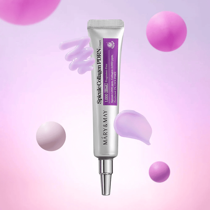 Mary & May Spicule Collagen PDRN Cream voidekoostumuksella, edistynyt korealainen ihonhoito, joka stimuloi solujen uudistumista ja antaa kiinteämmän ihon.