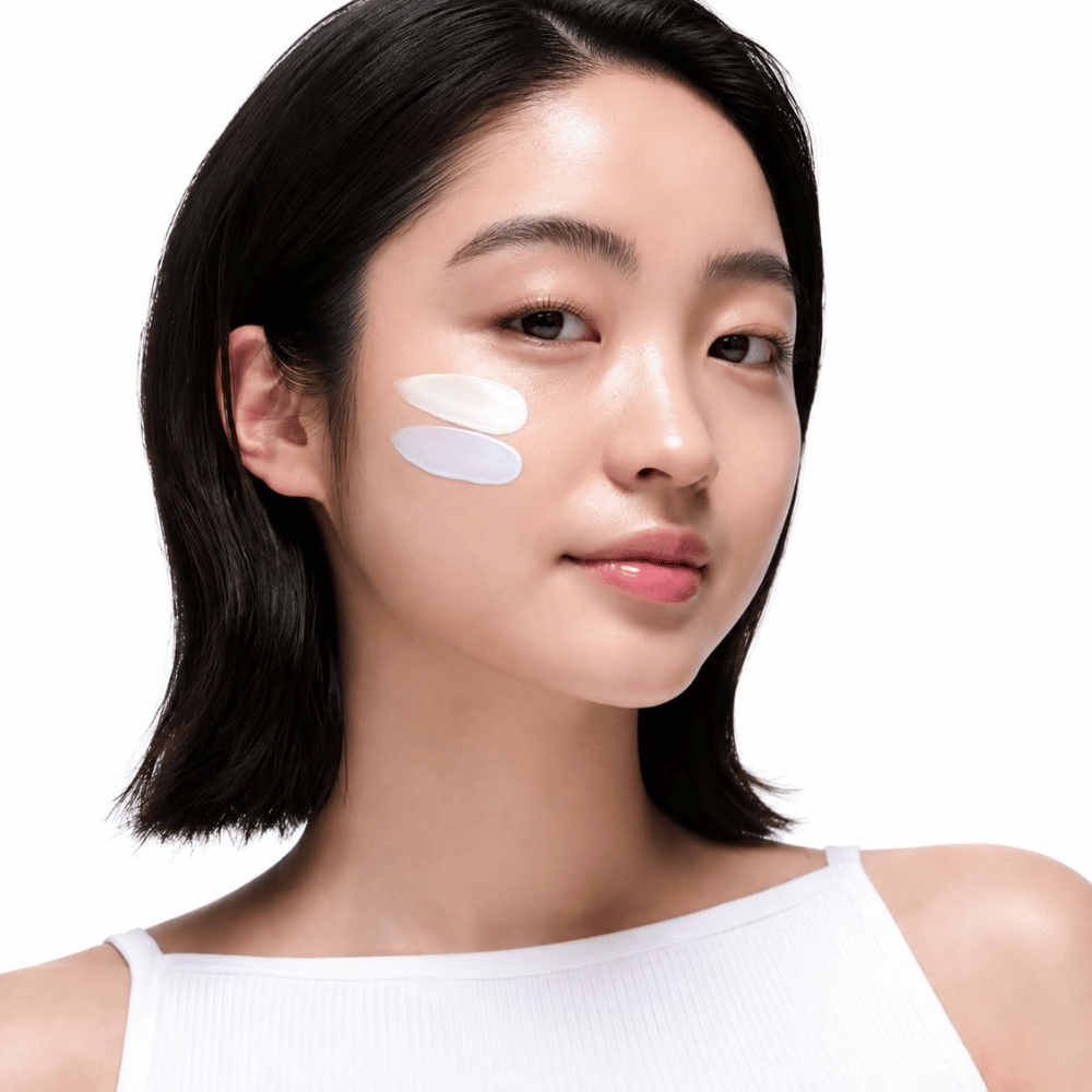 2. Beauty of Joseon Stay Fresh Color Correcting Sunscreen SPF 50 – malli, jolla on poskella vihreää ja violettia väriä korjaavaa aurinkovoidetta