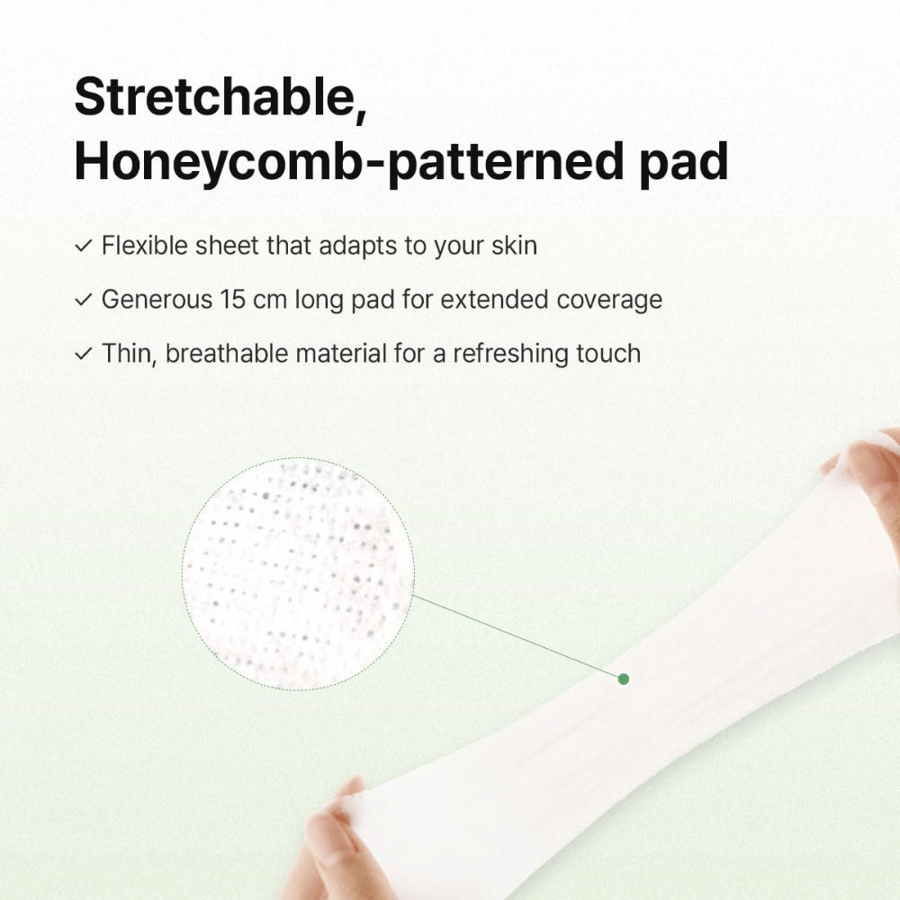 Kuva – materiaali / toiminto (joustavuus + rakenne)
Dr. Althea Stretchfit Calming Pad joustavalla kennorakenteella, joka mukautuu ihoon maksimaalisen peittävyyden ja mukavuuden takaamiseksi.