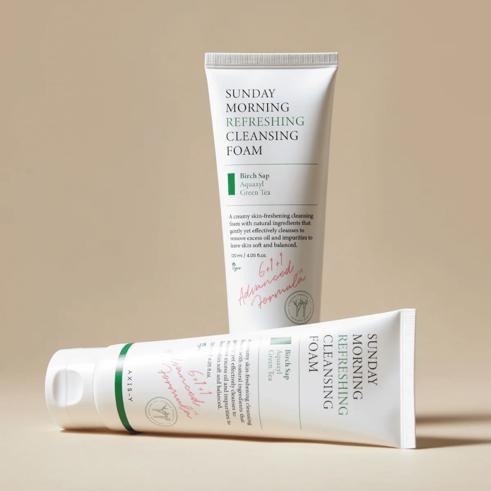 AXIS-Y Sunday Morning Refreshing Cleansing Foam kahdella tuotteella ja luonnollisilla ainesosilla