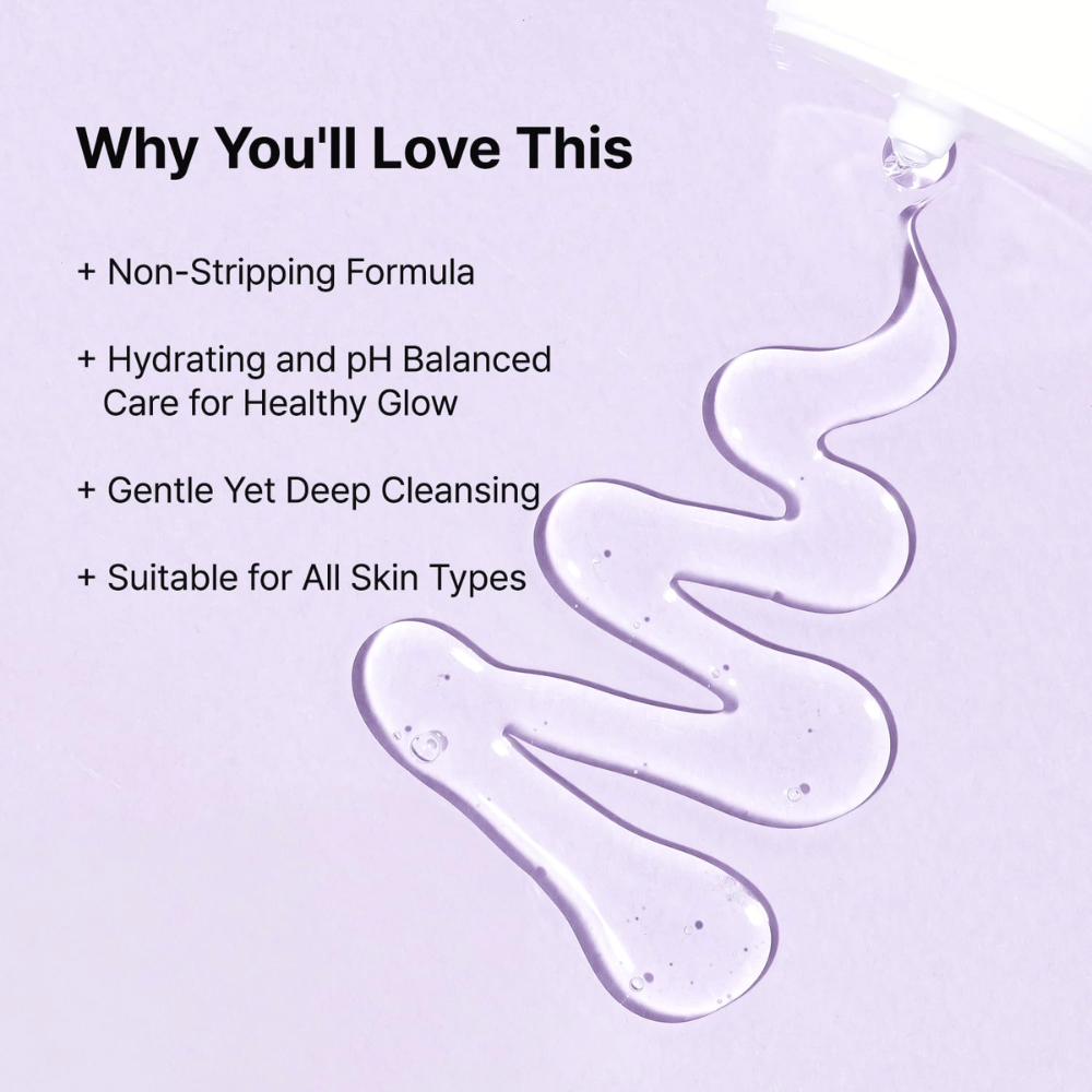 TIA'M Snail & Azulene Low pH Cleanser läpinäkyvä geelikoostumus, jossa korostetaan sen kosteuttavia, pH-tasapainoisia ja hellävaraisia puhdistusominaisuuksia kaikille ihotyypeille.