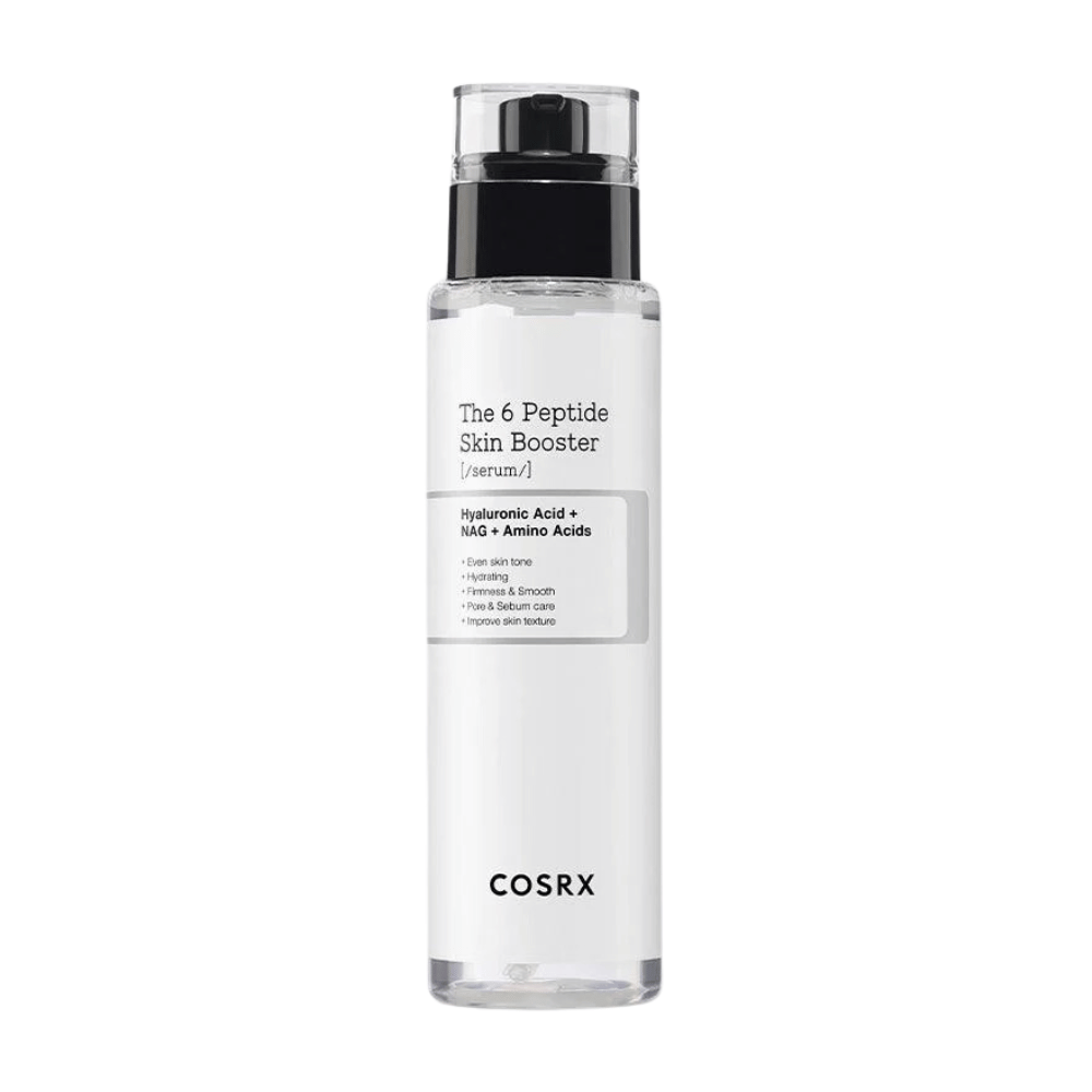 Pullo ihonhoitoseerumia "The 6 Peptide Skin Booster" hyaluronihapolla ja aminohapoilla COSRX:sta.