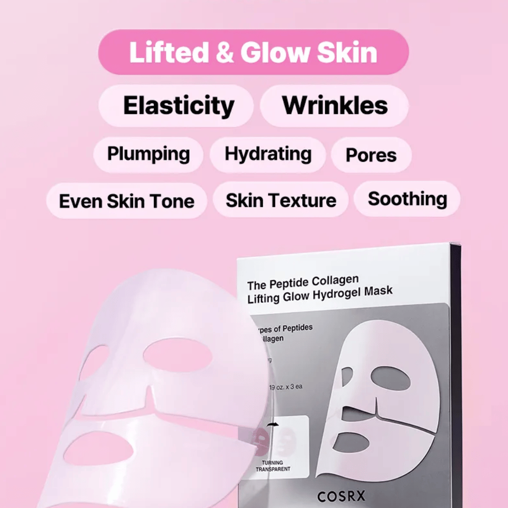 COSRX Peptide Collagen Mask – parantaa elastisuutta, kosteutusta, ihon sävyä ja rakennetta tasaisen ja hehkuvan ihon saavuttamiseksi.
