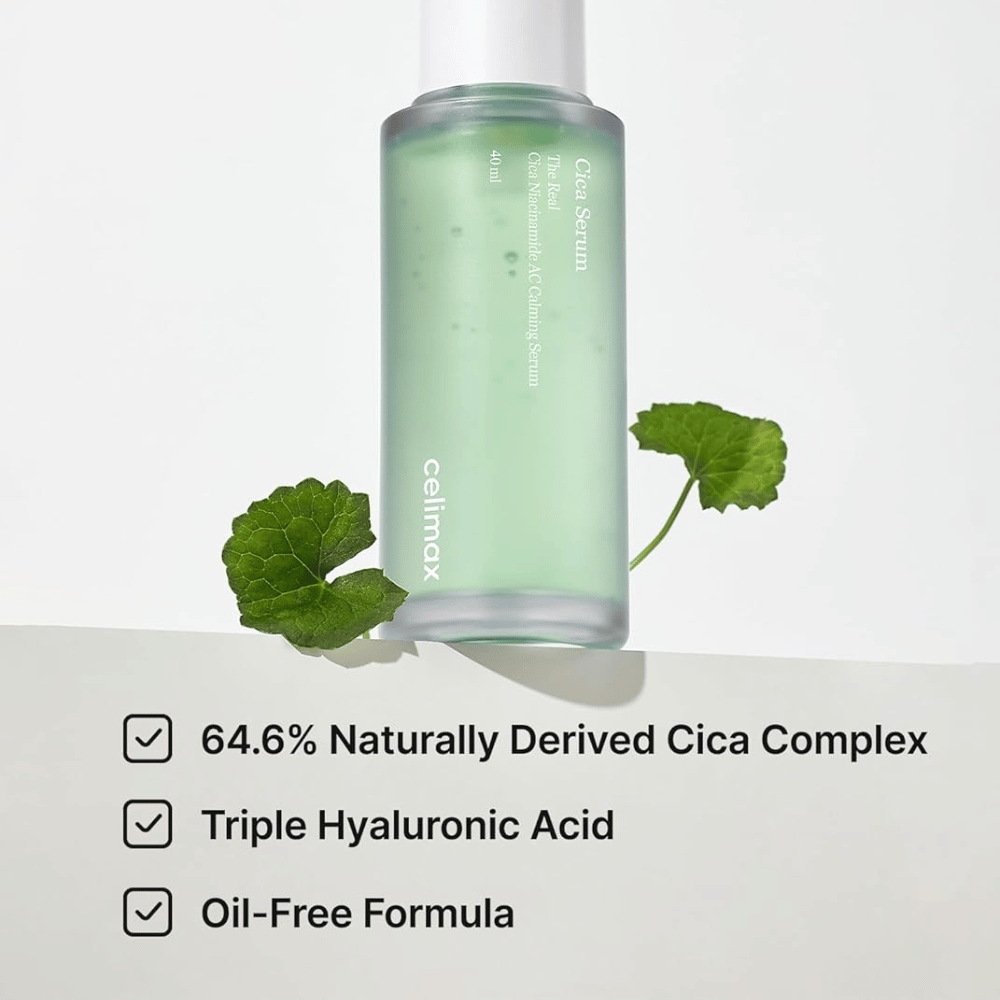 Celimax The Real Cica Niacinamide AC Calming Serum Cica Complexilla ja öljyttömällä koostumuksella