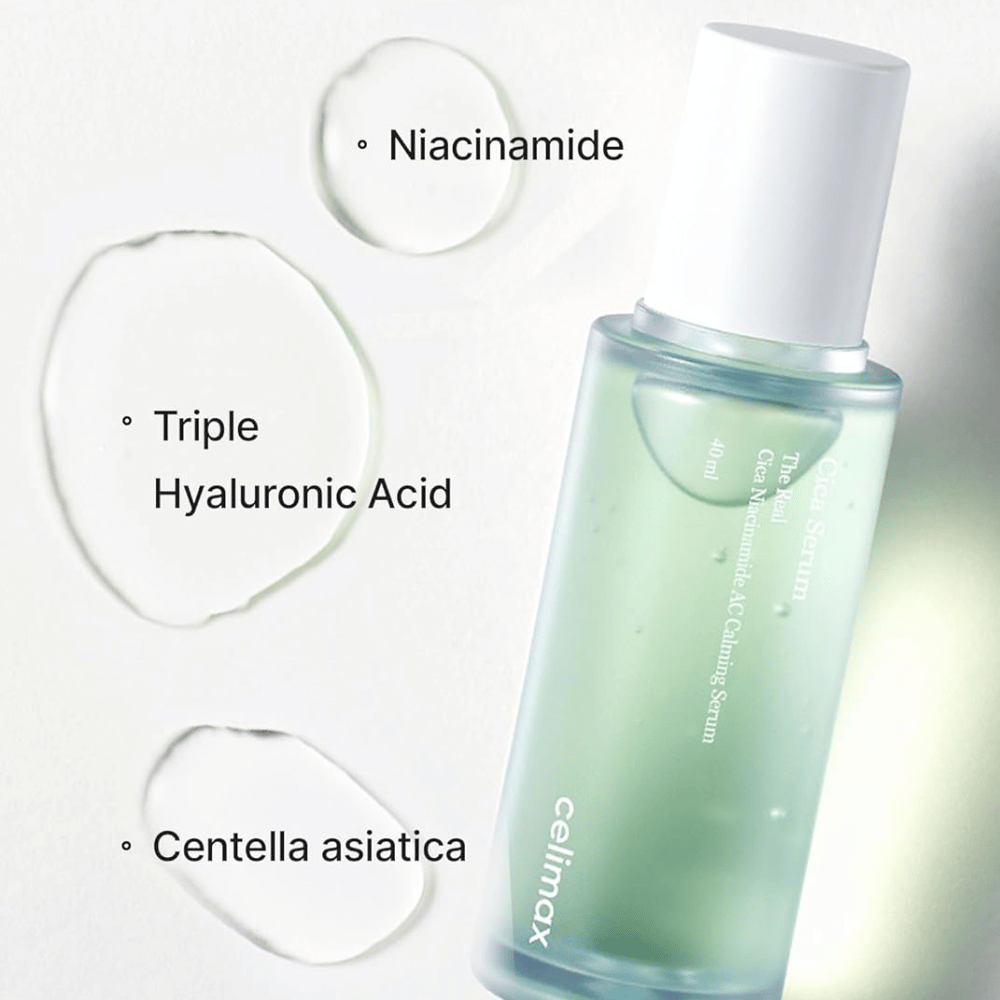 Celimax The Real Cica Niacinamide AC Calming Serum centellalla, niasiiniamidilla ja hyaluronihapolla