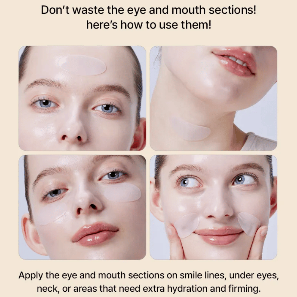 COSRX Alpha-Arbutin Hydrogel Maskin käyttö silmien ja suun ympärillä – monitoiminen Sheet mask, joka antaa lisäkosteutusta ja kiinteyttä sinne, missä iho sitä eniten tarvitsee.