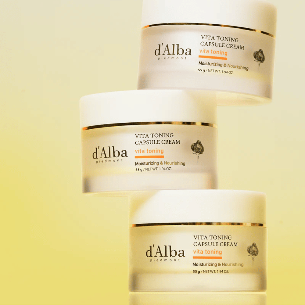 d’Alba Vita Toning Capsule Cream tuotekuva – korealainen kasvovoide vitamiinikapseleilla, jotka auttavat parantamaan ihon hehkua ja kimmoisuutta.