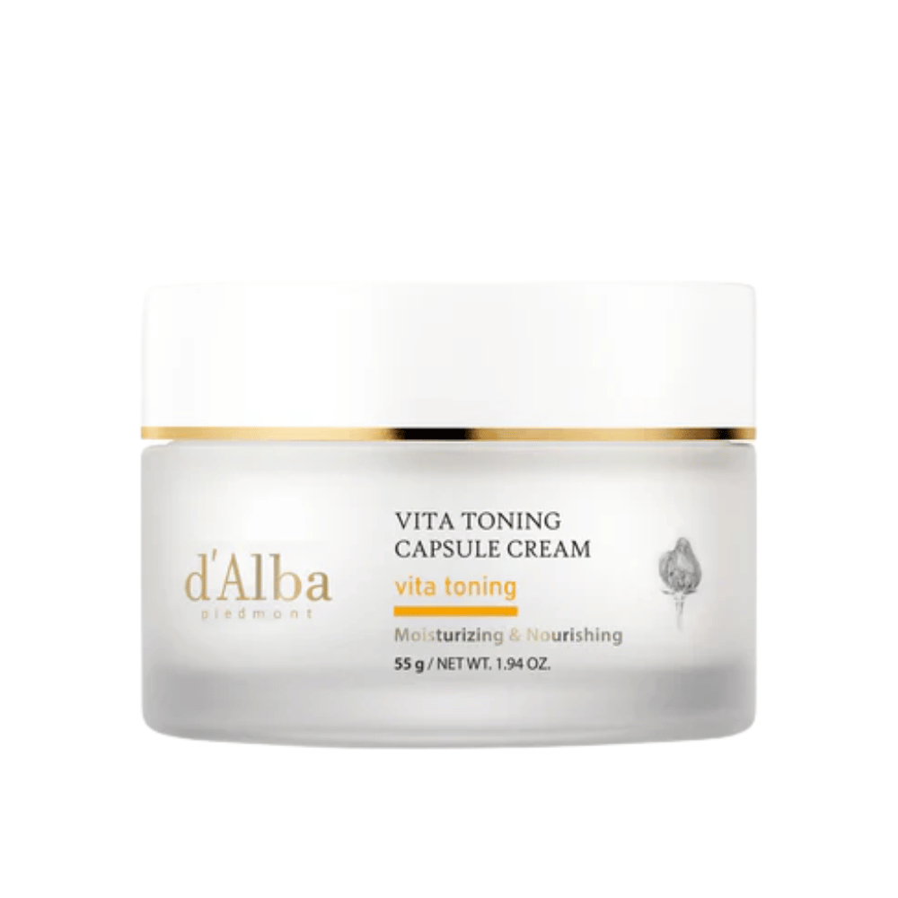 d’Alba Vita Toning Capsule Cream kasvovoide – korealainen hehkovoide, jossa on vitamiinikapseleita, jotka auttavat kosteuttamaan ihoa ja antavat tasaisemman, säteilevämmän ihon sävyn.