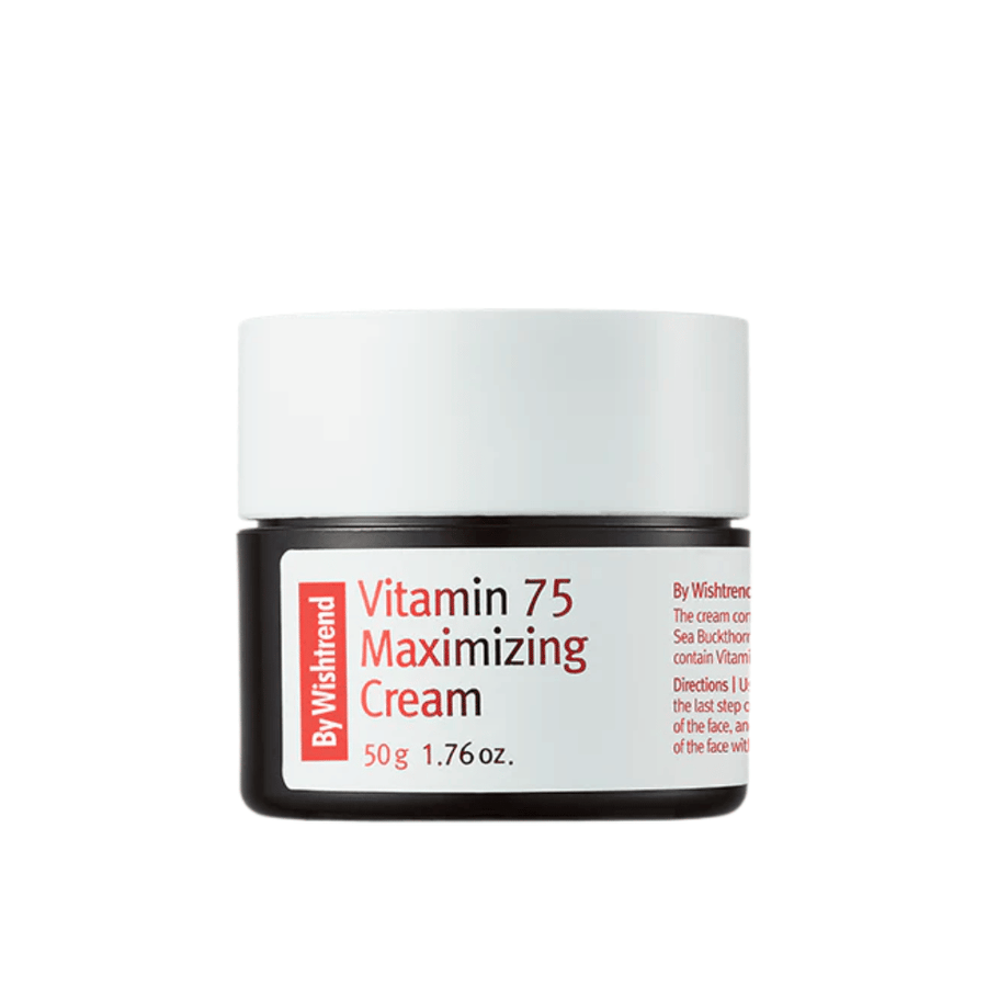 By Wishtrend Vitamin 75 Maximizing Cream voidemainen koostumus purkissa, joka imeytyy nopeasti ja kosteuttaa ihoa tuntumatta raskaalta.