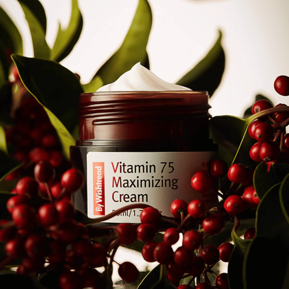 By Wishtrend Vitamin 75 Maximizing Cream tyrniuute, joka sisältää runsaasti vitamiineja, antaa hehkua, kosteuttaa ihoa ja parantaa ihon kirkkautta.