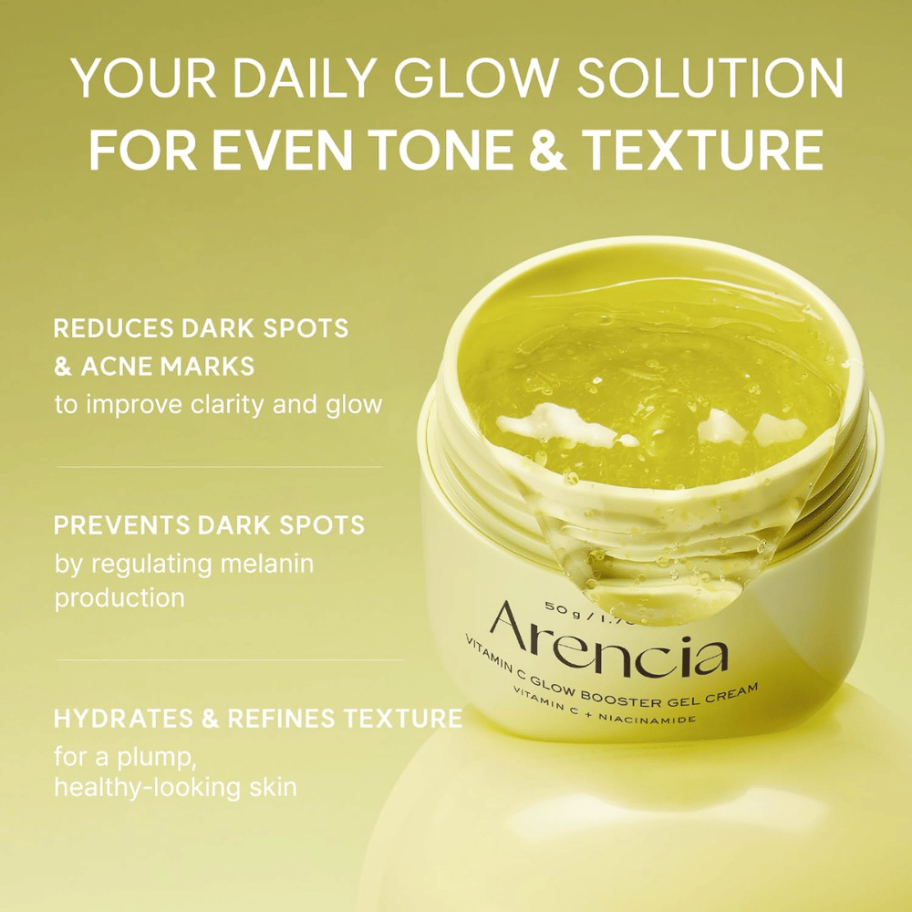 Arencia Vitamin C Glow Booster Gel Cream – geelivoide tummia läiskiä, aknearpia ja epätasaista ihonsävyä vastaan