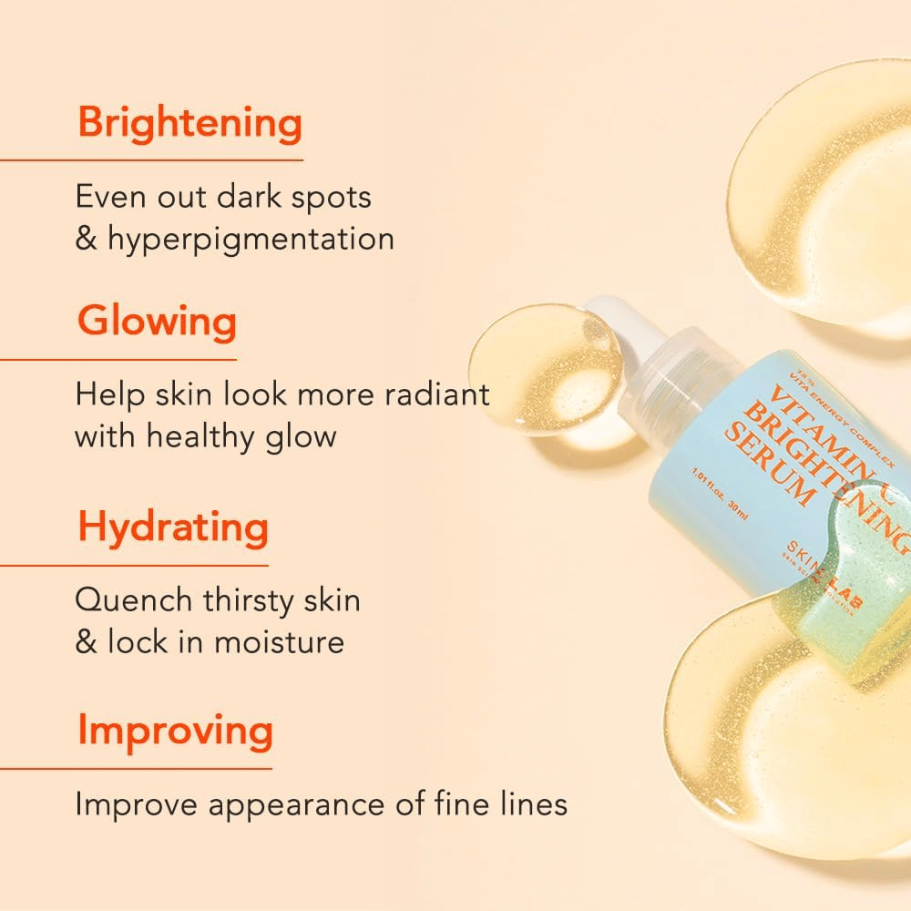 Skin&Lab Vitamin C Brightening Serum parantaa ihon sävyä ja rakennetta vähentämällä tummia läiskiä ja hyperpigmentaatiota. Se kosteuttaa, antaa raikkaan hehkun ja parantaa ihon elastisuutta. Täydellinen antamaan iholle säteilevän ja tasaisen ulkonäön.