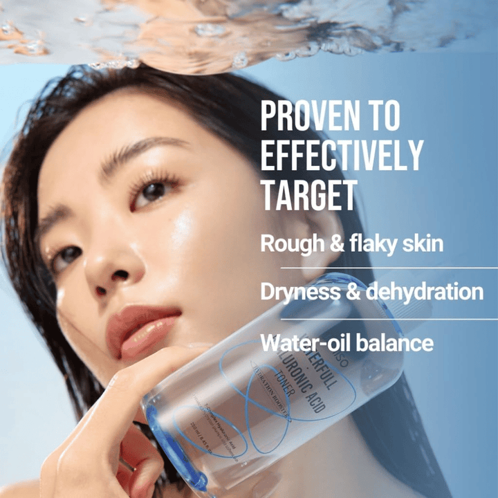 Jumiso Waterfull Hyaluronic Acid Toner 250 ml – intensiivisesti kosteuttava toner, joka torjuu kuivuutta, hilseilevää ihoa ja epätasapainoista kosteuden ja öljyn tasoa