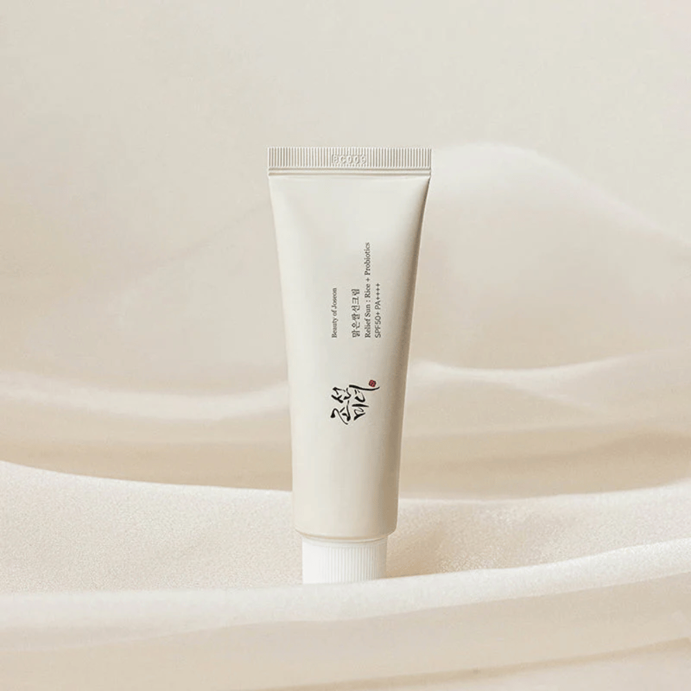 Beauty of Joseon Relief Sun SPF50+ PA++++ 50ml – suosittu korealainen aurinkovoide, jolla on kevyt koostumus, riisiuute ja probiootteja kaikille ihotyypeille.
