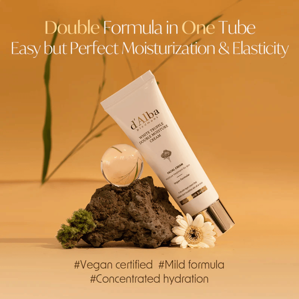 d'Alba White Truffle Double Moisture Cream on vegaanisertifioitu kosteusvoide, jossa on kaksinkertainen koostumus, suunniteltu tarjoamaan optimaalista kosteutusta ja joustavuutta. Mieto koostumus on täydellinen ihon luonnollisen tasapainon säilyttämiseen ja intensiivisen, keskittyneen kosteutuksen antamiseen.