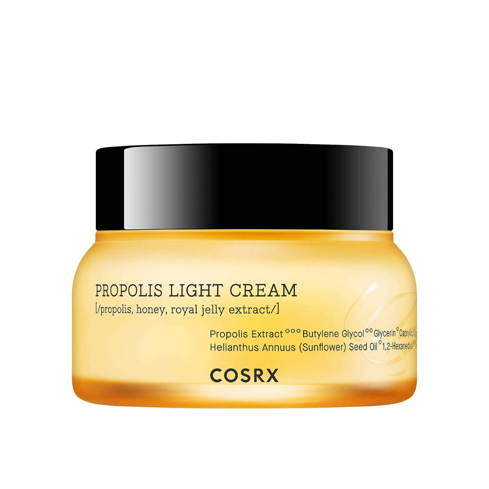COSRX Full Fit Propolis Light Cream 65ml mustalla mehiläispropolis-kompleksilla antioksidantteja varten.