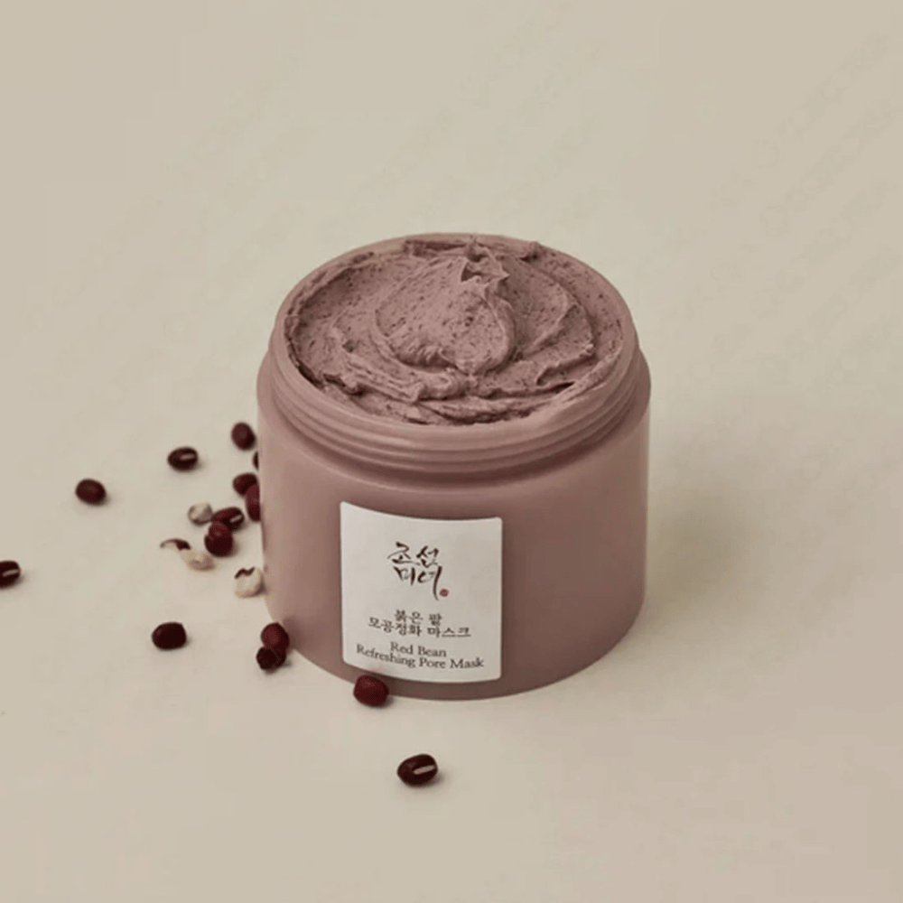 Purkillinen Red Bean Refreshing Pore Mask 140ml Beauty of Joseon mustapäillä.