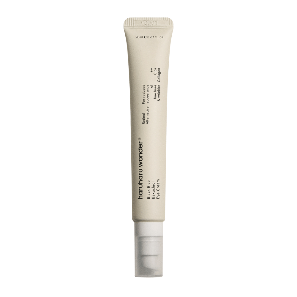 Putkilo Haruharu Wonder Black Rice Bakuchiol Eye Cream 20 ml valkoisella taustalla vähentämään hienojen juonteiden ja ryppyjen näkyvyyttä.