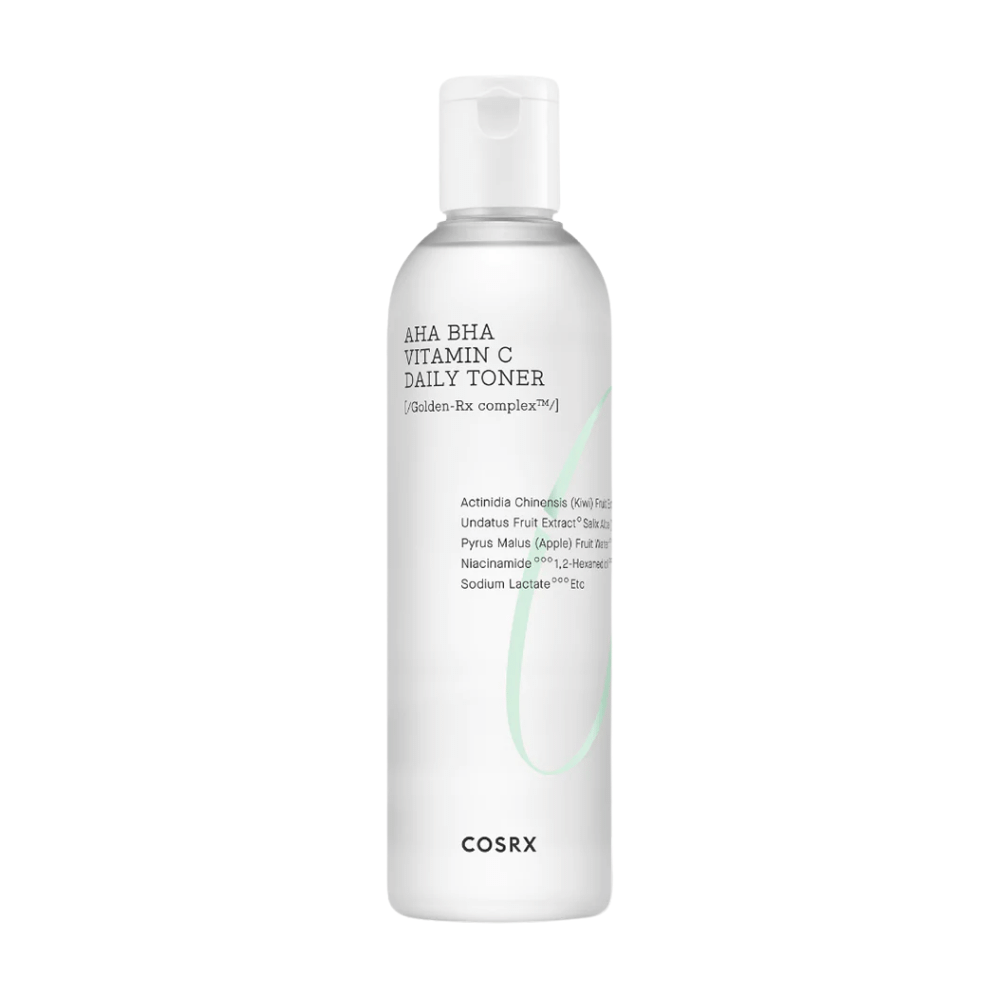 Pullo COSRX Refresh AHA BHA Vitamin C Daily Toner 150ml valkoisella taustalla.