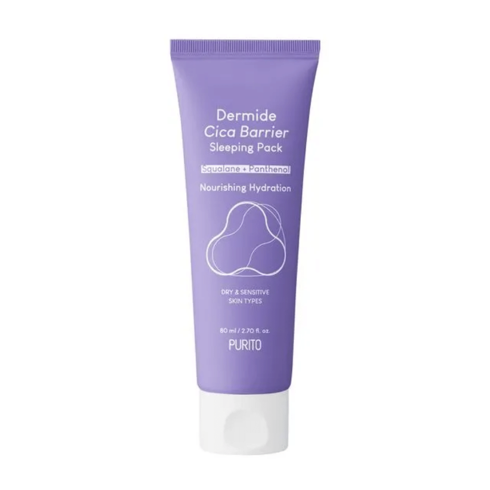 PURITO Dermide Cica Barrier Sleeping Pack 80ml kosteutetulle herkälle iholle.