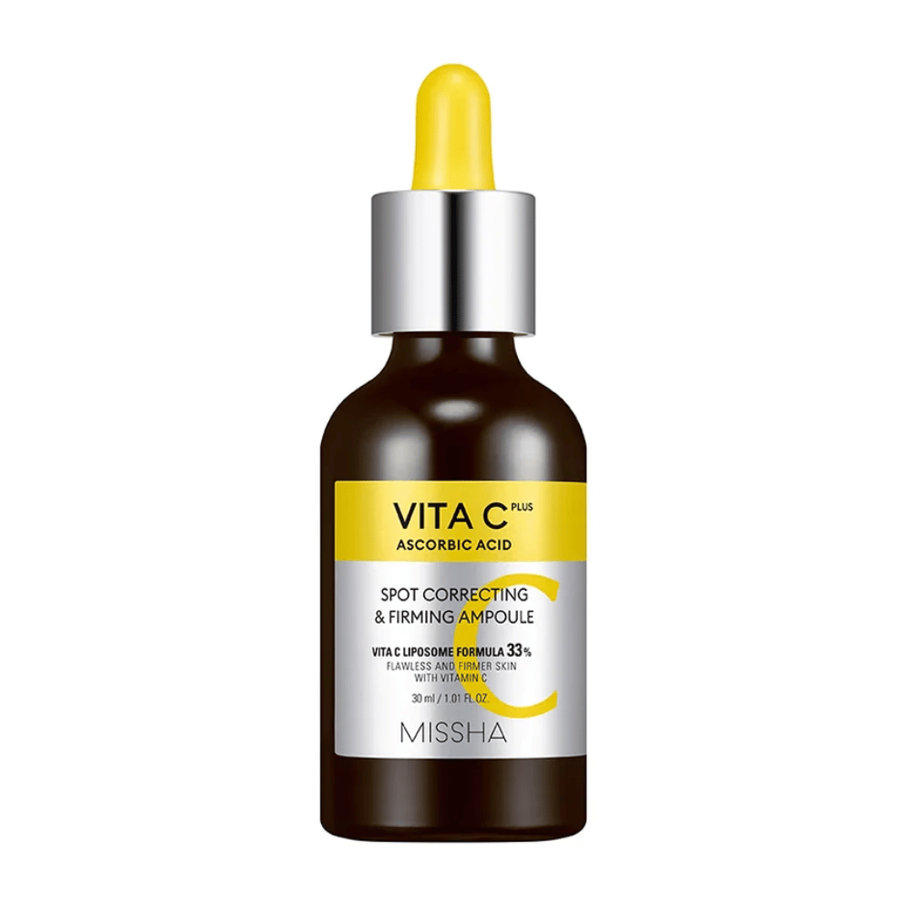 MISSHA Vita C Plus Spot Correcting & Firming Ampoule 30ml, näkyy valkoisella taustalla.