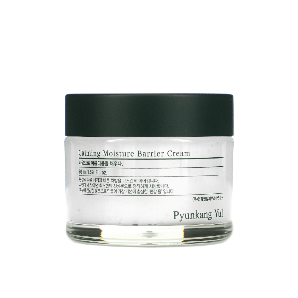 Säiliö, jossa on Pyunkang Yul Calming Moisture Barrier Cream 50 ml valkoisella taustalla.